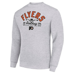 Philadelphia Flyers Starter Stick And Puck Logo Fleece Pullover Sweatshirt - Heather Gray | NHL online
