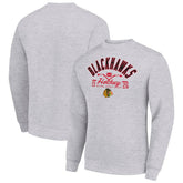 Chicago Blackhawks Starter Stick And Puck Logo Fleece Pullover Sweatshirt - Heather Gray | NHL on sale