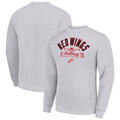 Detroit Red Wings Starter Stick And Puck Logo Fleece Pullover Sweatshirt - Heather Gray | NHL near me
