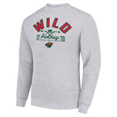 Minnesota Wild Starter Stick And Puck Logo Fleece Pullover Sweatshirt - Heather Gray | NHL Clearance