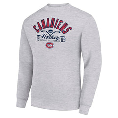 Montreal Canadiens Starter Stick And Puck Logo Fleece Pullover Sweatshirt - Heather Gray | NHL discount