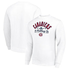 Montreal Canadiens Starter Stick And Puck Logo Fleece Pullover Sweatshirt - White | NHL Lifestyle