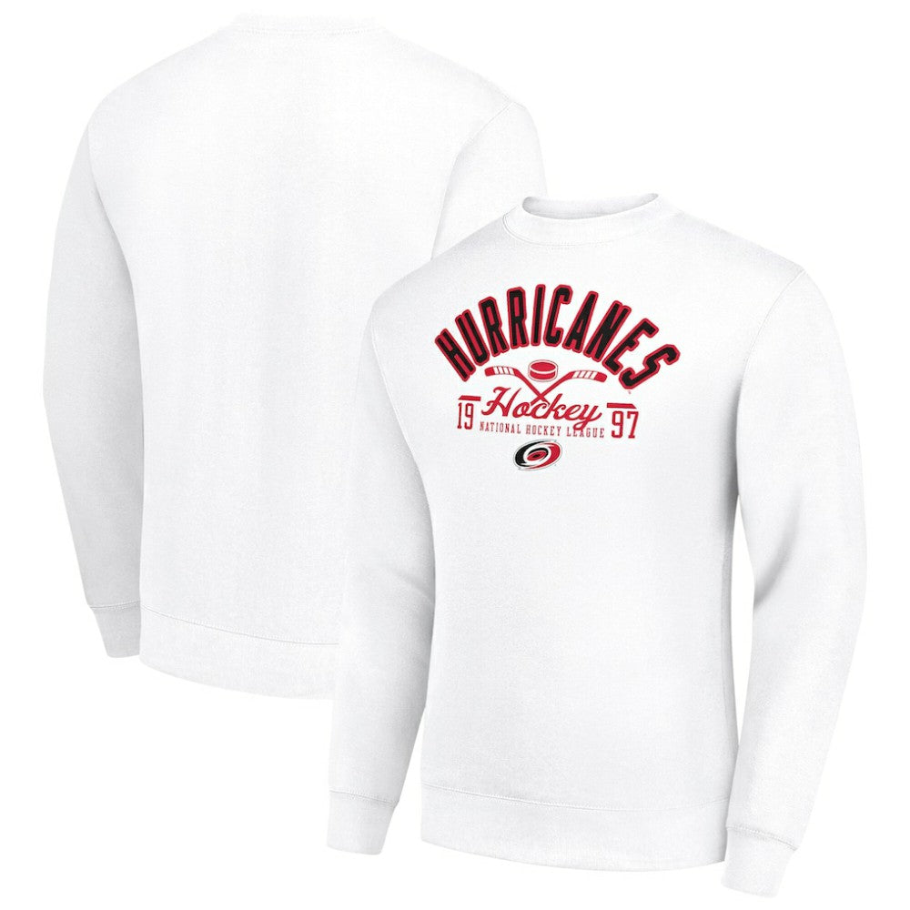 Carolina Hurricanes Starter Stick And Puck Logo Fleece Pullover Sweatshirt - White | NHL near me