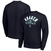 Seattle Kraken Starter Stick And Puck Logo Fleece Pullover Sweatshirt - Navy | NHL discount