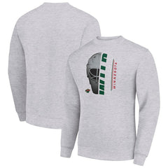 Minnesota Wild Starter Half Helmet Team Logo Pullover Sweatshirt - Heather Gray | NHL Clearance