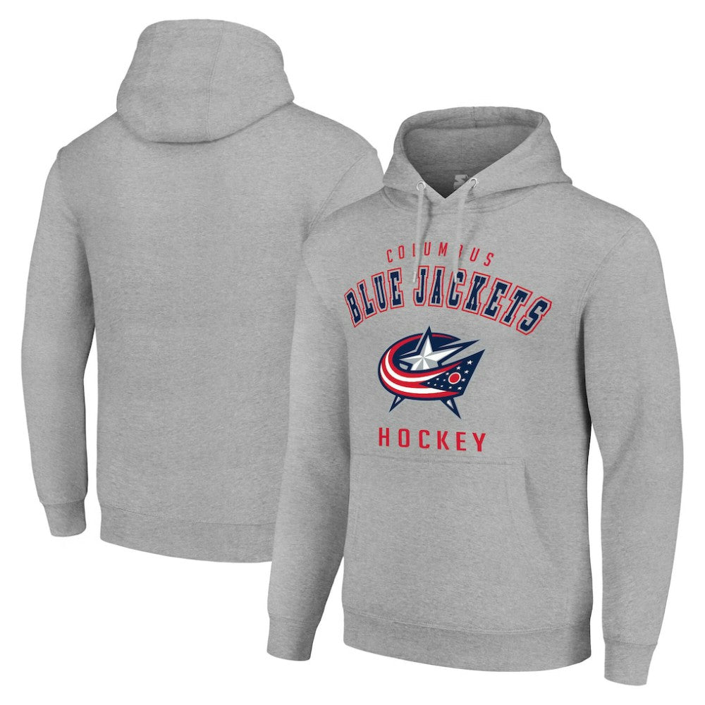 Columbus Blue Jackets Starter Logo Pullover Hoodie - Heather Gray | NHL Lifestyle