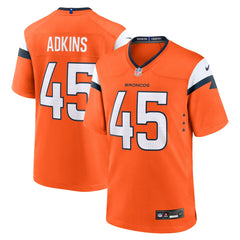Nate Adkins Denver Broncos Team Game Jersey - Orange - Nike