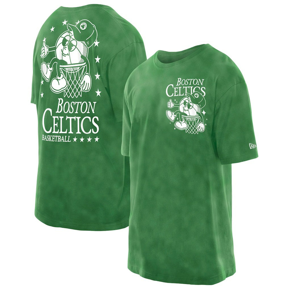 New Era Boston Celtics Old School Sport Enzyme Wash Oversized T-Shirt Kelly Green