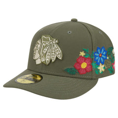 Chicago Blackhawks New Era Tonal Florals 59FIFTY Fitted Hat - Olive | New Era on sale