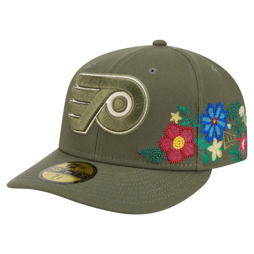 Philadelphia Flyers New Era Tonal Florals 59FIFTY Fitted Hat - Olive | New Era discount