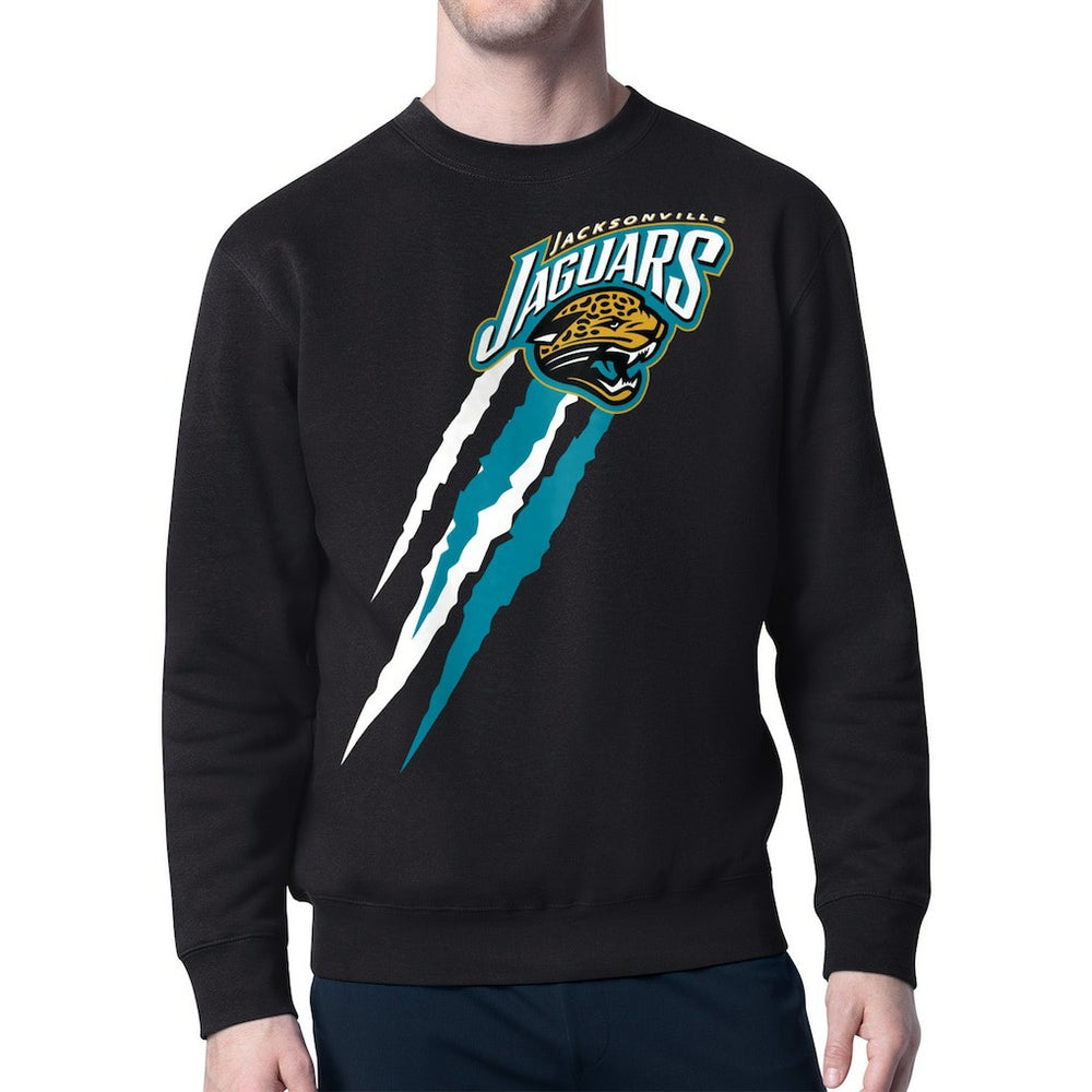 Jacksonville Jaguars Starter Retro Team Logo Color Scratch Pullover Sweatshirt - Black - NFL