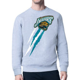 Jacksonville Jaguars Starter Retro Team Logo Color Scratch Pullover Sweatshirt - Heather Gray - NFL