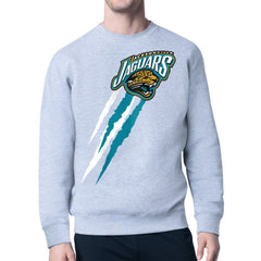 Jacksonville Jaguars Starter Retro Team Logo Color Scratch Pullover Sweatshirt - Heather Gray - NFL