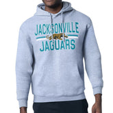 Jacksonville Jaguars Starter Mesh Look Retro Team Logo Pullover Hoodie - Heather Gray - NFL