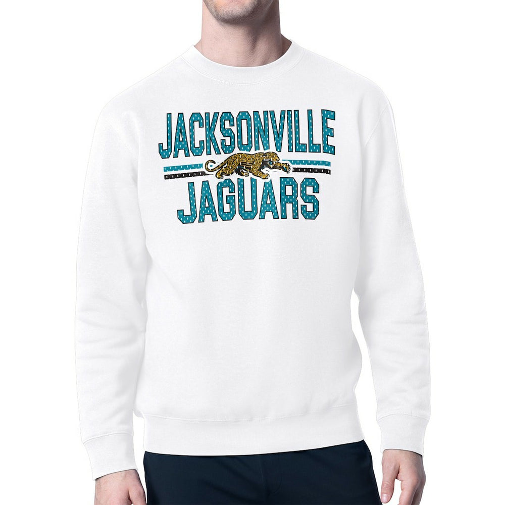 Jacksonville Jaguars Starter Mesh Look Retro Team Logo Pullover Sweatshirt - White - NFL