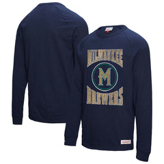 Milwaukee Brewers Mitchell & Ness Arched Logo Slub Long Sleeve T-Shirt Outlet