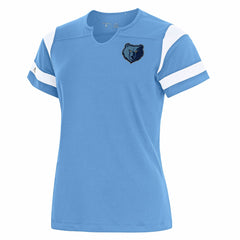 Memphis Grizzlies Antigua Women's Encounter Short Sleeve Notch Neck Top Powder Blue