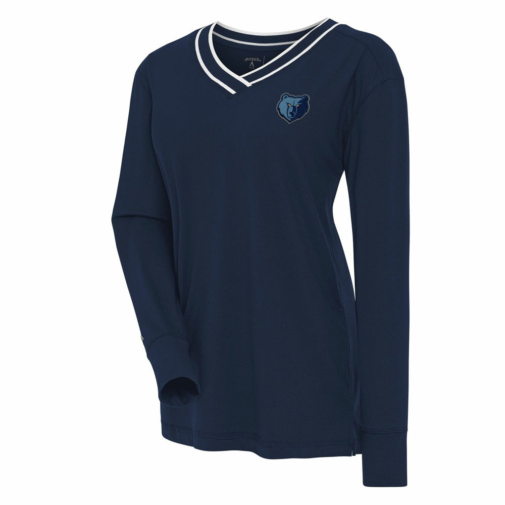 Memphis Grizzlies Antigua Women's Symbolic Long Sleeve V-Neck Top Navy