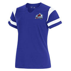 Colorado Avalanche Antigua Women's Encounter Short Sleeve Notch Neck Top - Royal | NHL Lifestyle