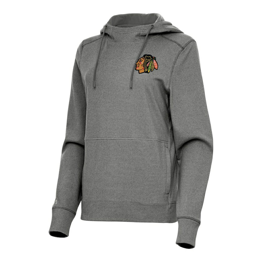 Chicago Blackhawks Antigua Women's Justice Pullover Hoodie - Heather Black | NHL on sale