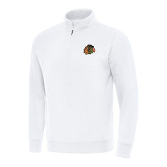 Chicago Blackhawks Antigua Victory Quarter-Zip Mock Sweatshirt - White | NHL sale