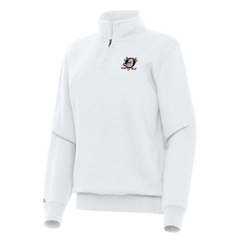 Anaheim Ducks Antigua Women's Victory Quarter-Zip Sweatshirt - White | NHL online