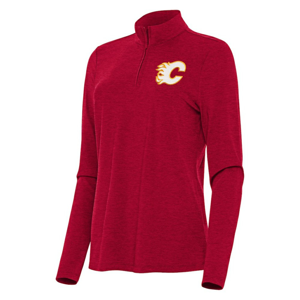 Calgary Flames Antigua Women's Bright Quarter-Zip Top - Heather Red | NHL on sale