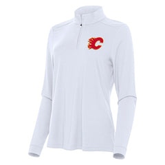 Calgary Flames Antigua Women's Intent Quarter-Zip Top - White | NHL Clearance