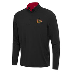 Chicago Blackhawks Antigua Content Quarter-Zip Pullover Top - Black/Red | NHL sale