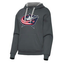 Columbus Blue Jackets Antigua Women's Victory Pullover Hoodie - Charcoal | NHL near me