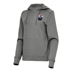 Edmonton Oilers Antigua Women's Justice Pullover Hoodie - Heather Black | NHL Lifestyle