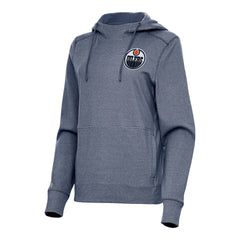 Edmonton Oilers Antigua Women's Justice Pullover Hoodie - Heather Navy | NHL Clearance