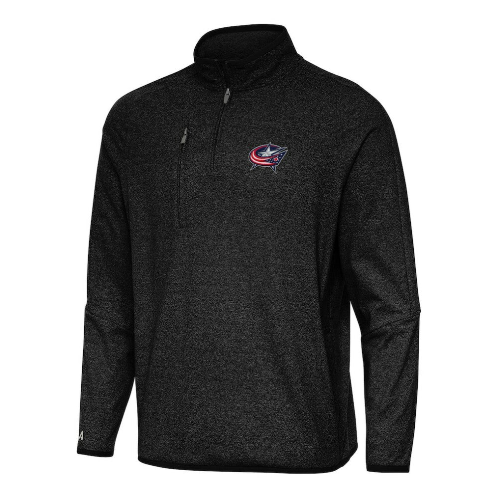 Columbus Blue Jackets Antigua Certain Quarter-Zip Tri-Blend Sweatshirt - Heather Black | NHL Clearance