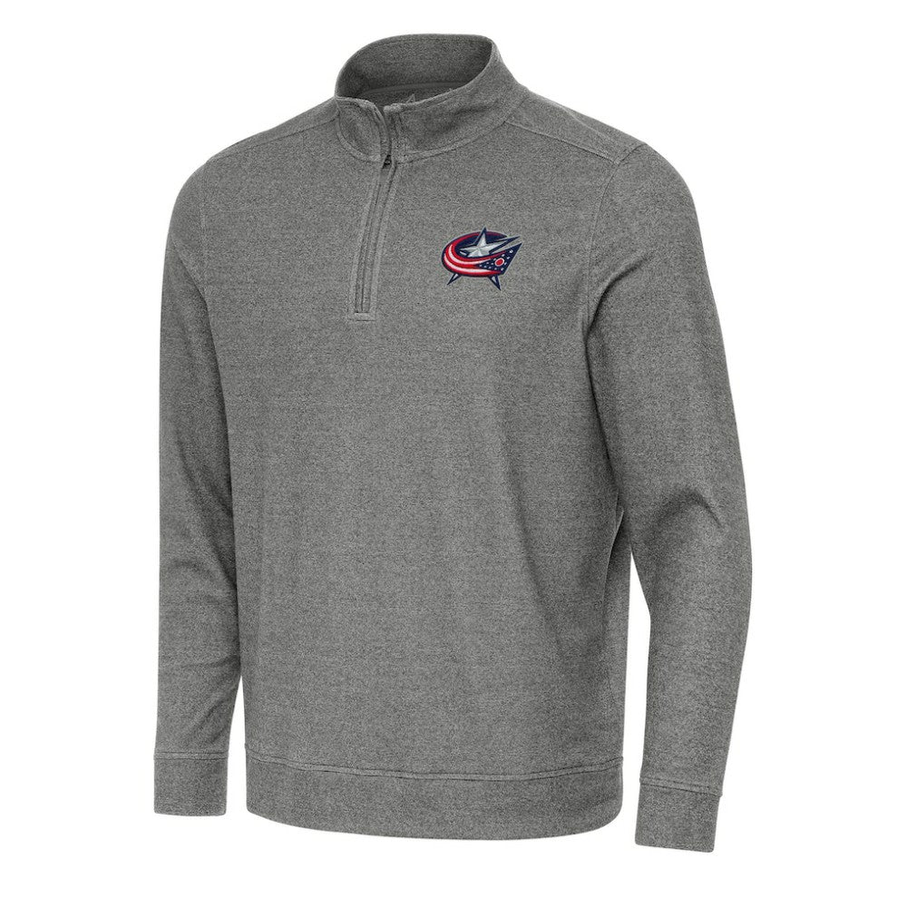 Columbus Blue Jackets Antigua Subtle Quarter-Zip Sweatshirt - Heather Black | NHL Clearance