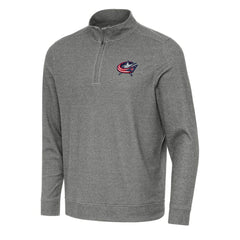 Columbus Blue Jackets Antigua Subtle Quarter-Zip Sweatshirt - Heather Black | NHL Clearance