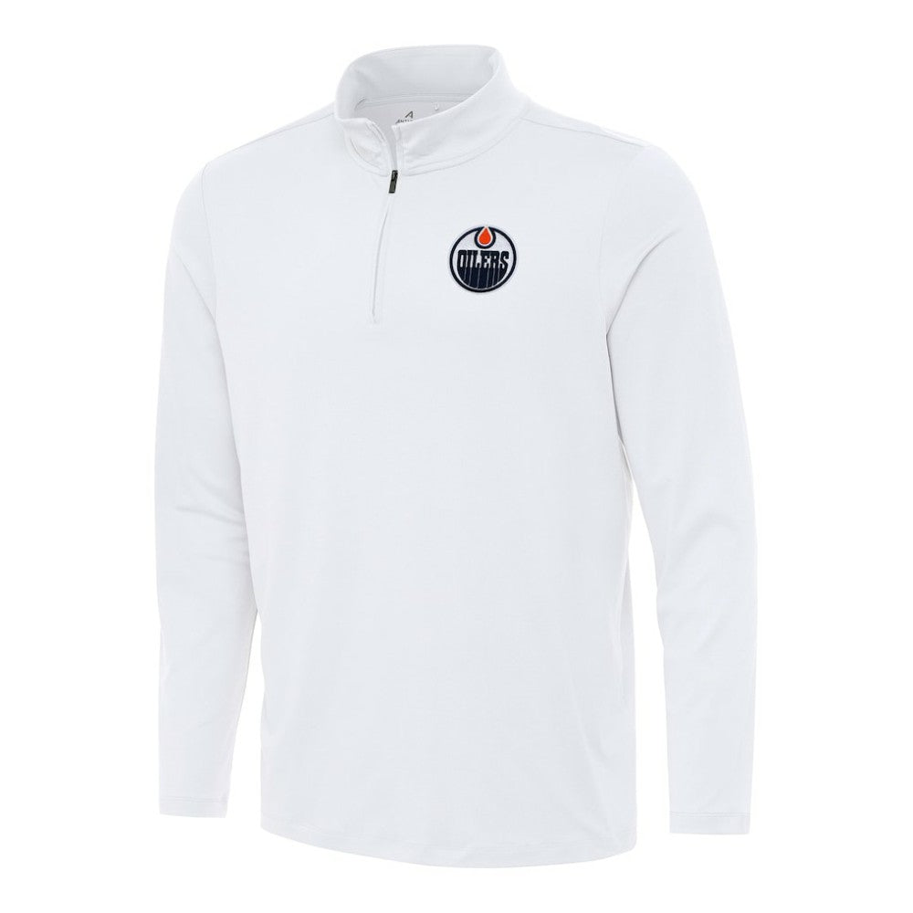 Edmonton Oilers Antigua Reprocess Quarter-Zip Top - White | NHL near me