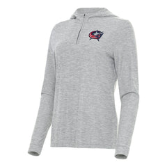 Columbus Blue Jackets Antigua Women's Daybreak Quarter-Zip Hoodie - Heather Gray | NHL on sale