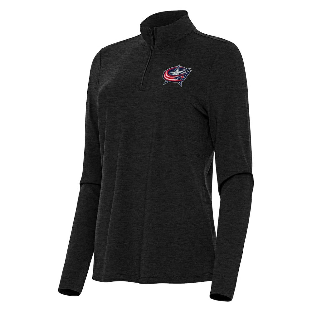 Columbus Blue Jackets Antigua Women's Bright Quarter-Zip Top - Heather Black | NHL Lifestyle