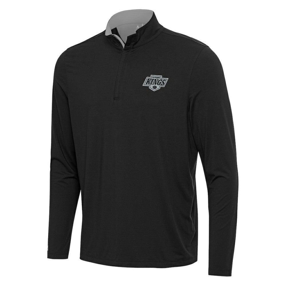 Los Angeles Kings Antigua Content Quarter-Zip Pullover Top - Black/Gray | NHL Lifestyle