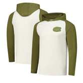 Montreal Canadiens Antigua Intrepid Sand Raglan Long Sleeve Hoodie T-Shirt - Cream/Olive | NHL Lifestyle