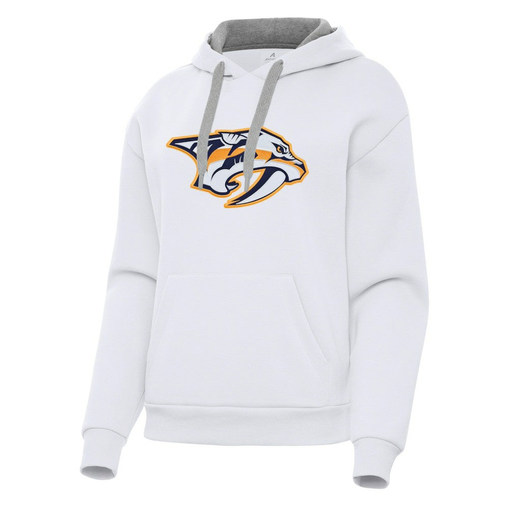 Nashville Predators Antigua Women's Victory Pullover Hoodie - White | NHL Clearance