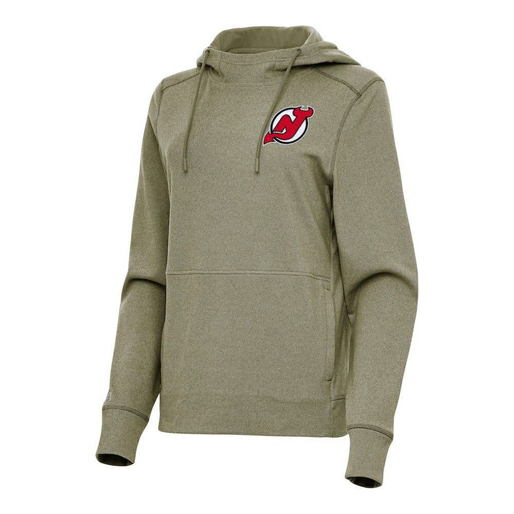 New Jersey Devils Antigua Women's Justice Pullover Hoodie - Heather Olive | NHL near me