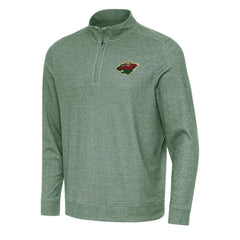Minnesota Wild Antigua Subtle Quarter-Zip Sweatshirt - Hunter Green | NHL Lifestyle