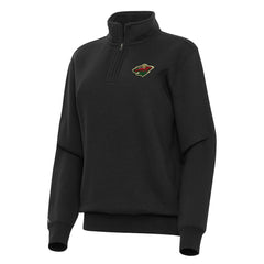 Minnesota Wild Antigua Women's Victory Quarter-Zip Sweatshirt - Black | NHL discount