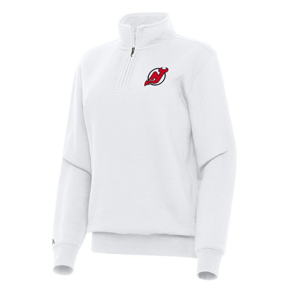 New Jersey Devils Antigua Women's Victory Quarter-Zip Sweatshirt - White | NHL on sale
