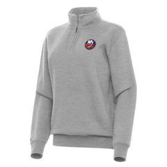 New York Islanders Antigua Women's Victory Quarter-Zip Sweatshirt - Heather Gray | NHL Lifestyle