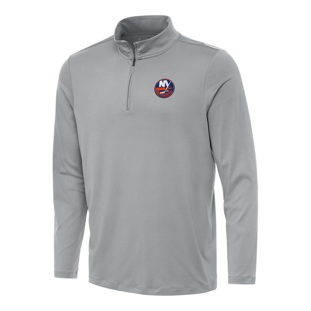 New York Islanders Antigua Reprocess Quarter-Zip Top - Gray | NHL Lifestyle