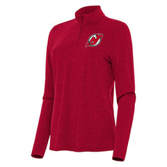 New Jersey Devils Antigua Women's Bright Quarter-Zip Top - Heather Red | NHL on sale