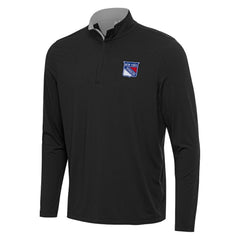 New York Rangers Antigua Content Quarter-Zip Pullover Top - Black/Gray | NHL Lifestyle