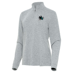 San Jose Sharks Antigua Women's Mentor Quarter-Zip Mock Long Sleeve Top - Heather Gray | NHL discount